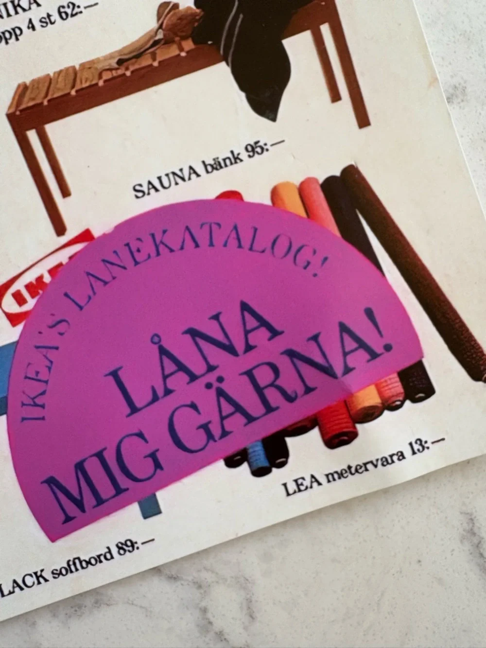 1983 Vintage IKEA Poster - Red with Multicolor Product Illustrations